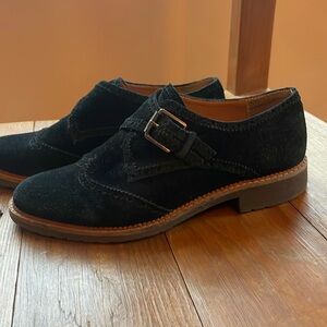 Franco Sarto black suede oxford loafer.